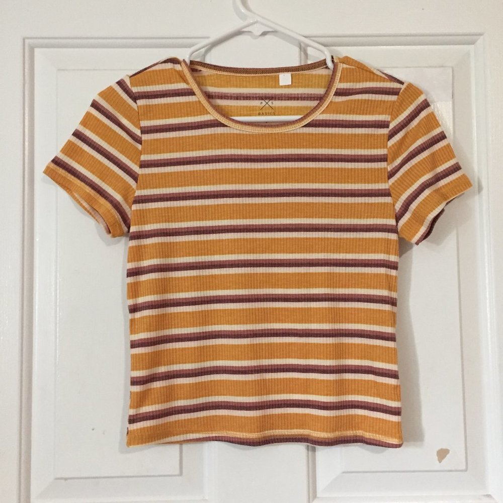Pacsun Striped Orange and Brown Baby Tee